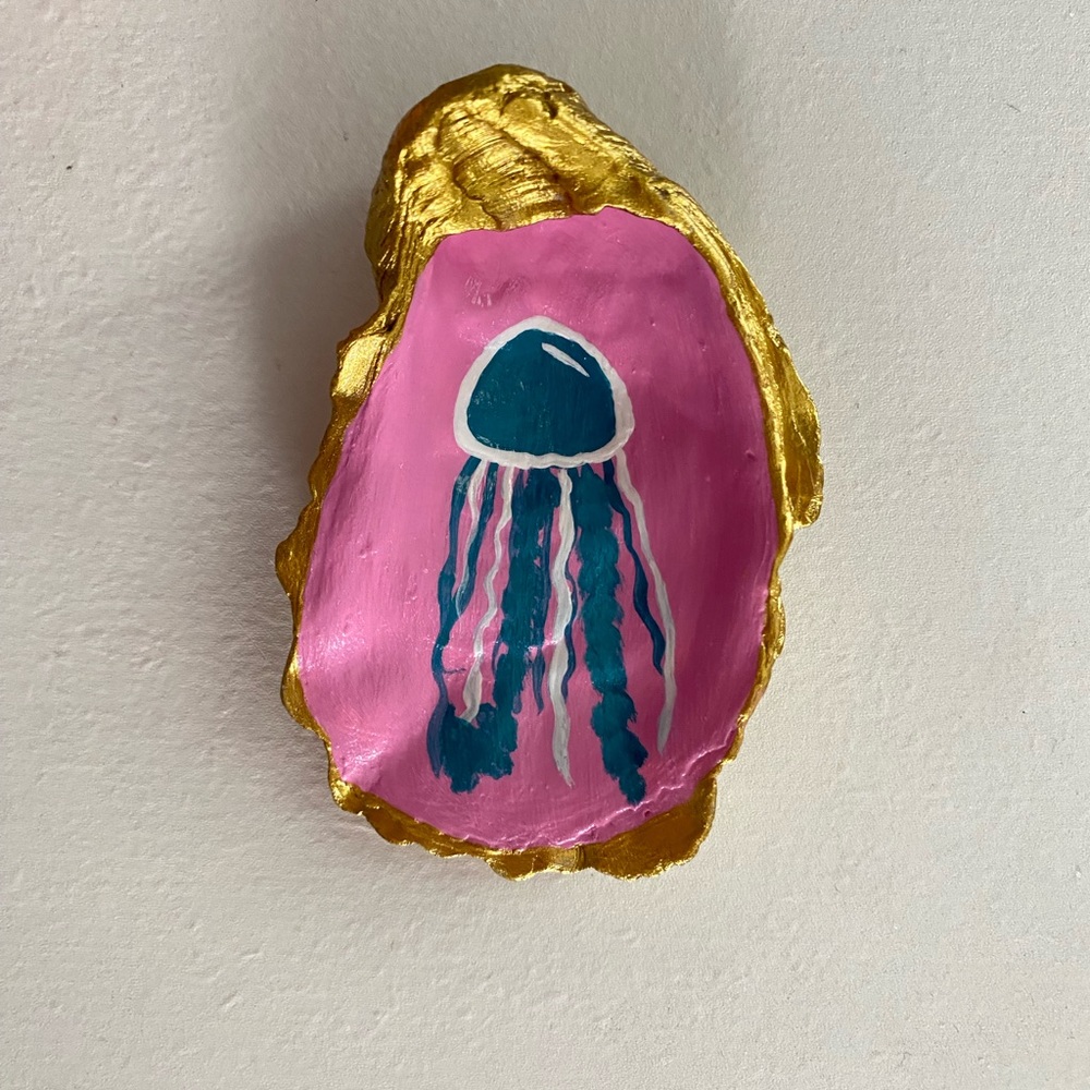 Hand painted oyster shell jewelry/trinket dish